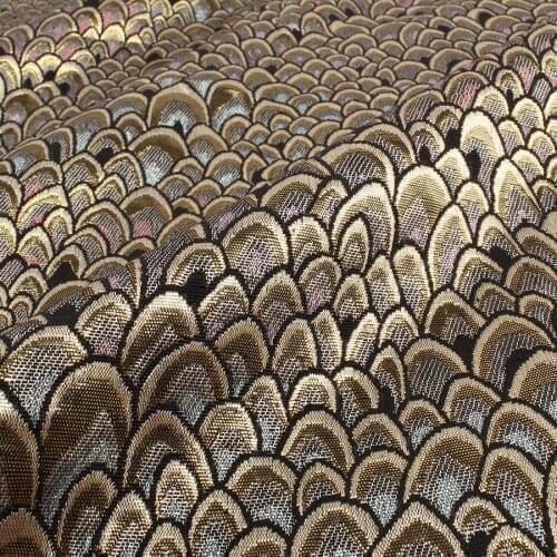 Sparkly feather jacquard brocade fabric fashion DIY clothing bags 145cm wide by yard