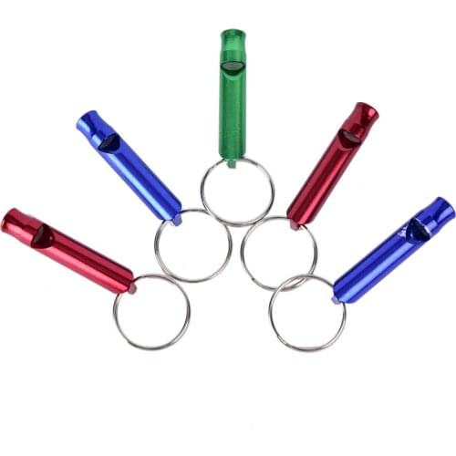 5Pcs Mini Aluminum Alloy Emergency Survival Whistle Keyring Keychain For Outdoor Safety Sport Camping Hunting Color Random