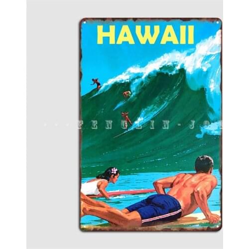 Hawaii Surf Metal Sign Mural Classic Wall Pub Garage Decoration Tin Sign Posters