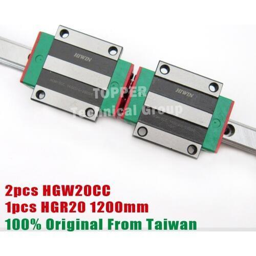 HIWIN 1pcs HGR20 Linear Rail 1200mm + 2pcs HGW20CC CNC Linear Guide Rail Block CNC kit HGW20