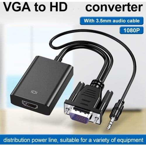 Vga to HDMI-compatible Cable Converter Female-Adapter Laptop Audio-Output Vga Male for Projector HDTV 1080P