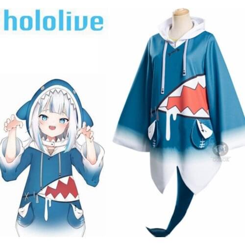 Hololive Gawr Gura Cosplay Costume ENG Shark Costume for Women Halloween Youtuber Cosplay Full Set Tail