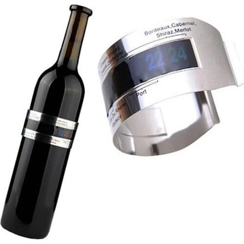 Creative Stainless Steel Bottle Wine Thermometer LCD Display Serving Party Checker Bracelet Thermometer Shop Bar Kitchen Tools