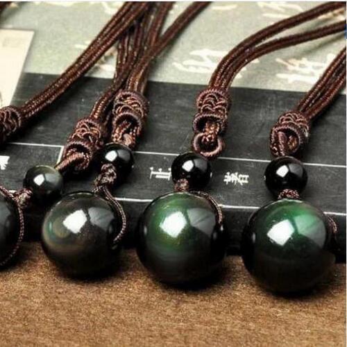 2017 Rushed Chrysocolla Kolye Free Shipping Obsidian Rainbow Eye Beads Natural Pendant Transfer Love Crystal Jewelry With Rope