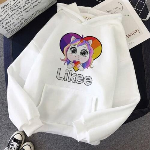Kawaii Painted Love Heart Likee Hoodies Women Clothing T-shirt Hoodie Casual Hoodies Pullover Fashion Unisex White Sweatshirts