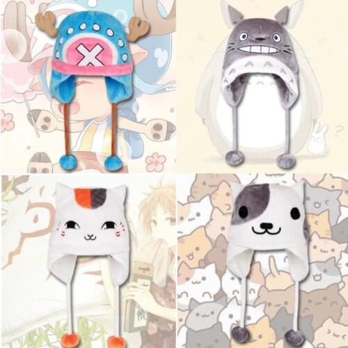 Cartoon Plush Winter Warm Embroidery Skullies Hat For Men Women Cute Cat Animal Cosplay Anime Cap