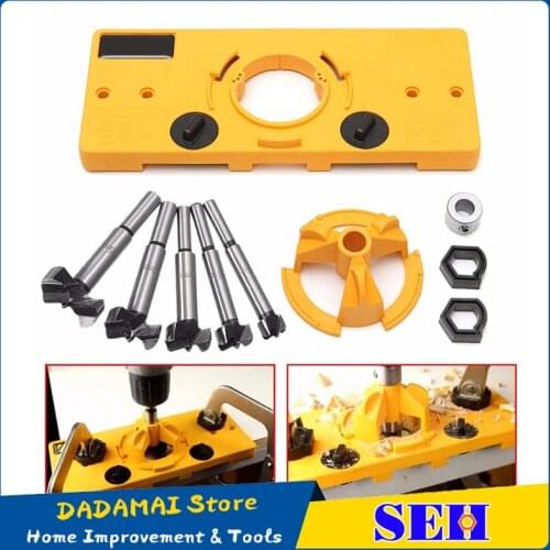 Concealed 35MM Cup Style Hinge Jig Boring Hole Drill Guide + Forstner Bit Wood Cutter Carpenter Woodworking DIY Tools