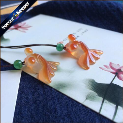 Real Hand-carved Fish Natural Red Agates Stone Lucky Amulet Pendant Beads Necklace For Women Men Fashion Charm Jewelry YY10