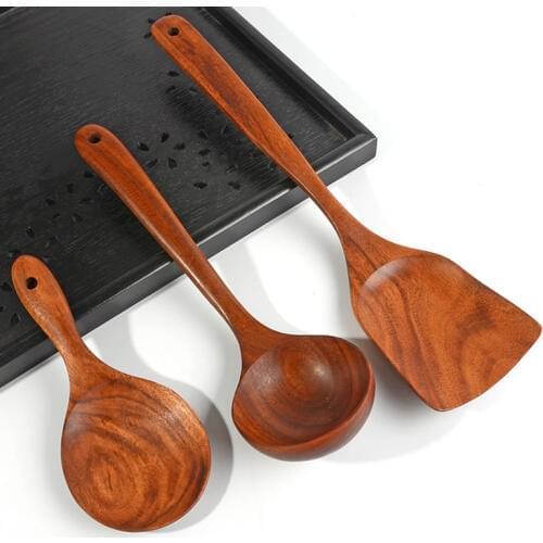 Natural Wooden Ladle Long Handled Handmade Cooking Dinner Kitchen Tableware Tools Rice Spoon Soup Spoon Spatula