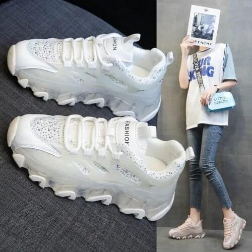 2021 New Dad Shoes Womens Fashionable Ins Summer Breathable Mesh Jelly Platform European Sports Casual Shoes Sneakers Women