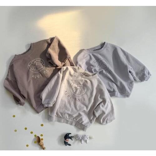 2020 Autumn Korean Childrens Clothing New Boys and Girls Fashion Simple Printed Long-Sleeved Pullover Leisure T-shirt