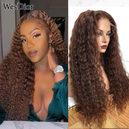 Kinky Curly Wig For Black Women Honey Brown Blonde Lace Front Human Hair Wigs Pre Plucked Lace Front 13x4 Ombre Remy Closure Wig