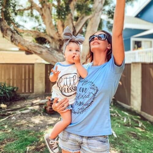 Mother and Son Matching Tops Boy Girl Travel Clothes T-shirts Print Letter Tee Seasonal Refresh Mother Daughter Clothes New Look