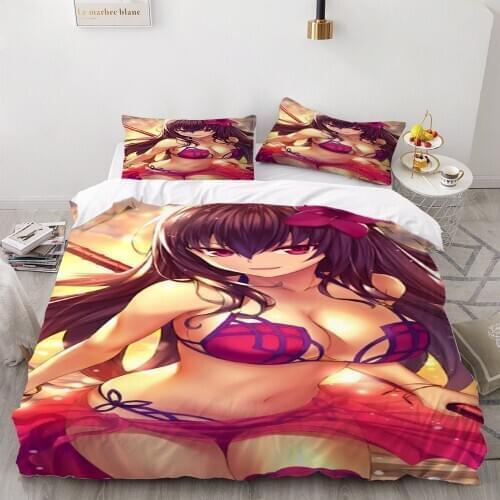 2/3 Pieces Japan Anime Bedding Set Bikini Girl Duvet Cover Microfiber Fabric Luxury Bed Quilt Cover For Adults Soft Cover Set