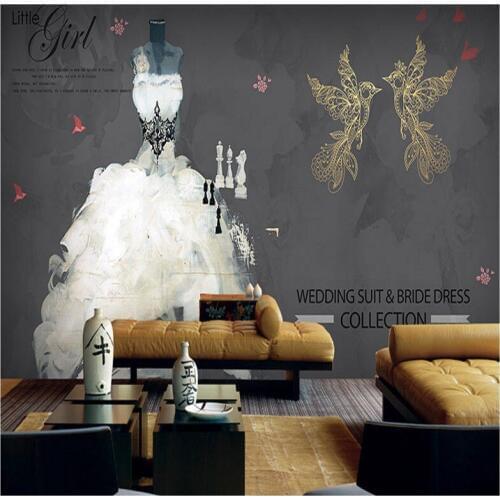 Drop Shipping Custom Photo Wallpaper Wedding Photography Studio Manual Custom Clothing Dress Graffiti Wallpaper Studio Mural