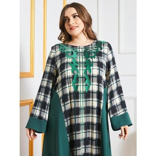 Ramadan Turkey India Muslim Women Dress Plaid Abaya Duabi Arabic Vestidos Moroccon Kaftan Islamic Clothing Jilbab Gown Robe Eid