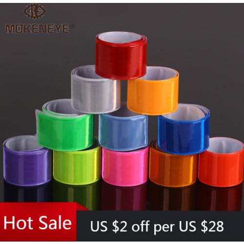 1pc 30CM 38CM Running Fishing Cycling Reflective Strips Warning Wristband Bike Safe Bicycle Bind Pants Leg Strap Reflector Tape