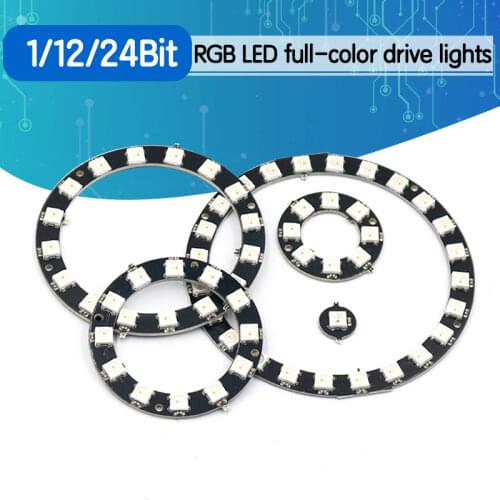 RGB LED Ring 1Bit 8Bit 12Bit 16Bit 24Bit WS2812 5050 RGB LED + Integrated Drivers Built-in full-color actuate lights Round
