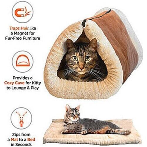 2in1 Warming Cat Sleeping Bag Warm Pet Bed for Small Cat & Dog House Washable Sofa Mat Lovely Kitten Puppy Beds Products