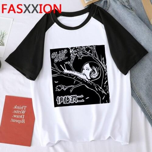 Junji Ito top tees clothes male vintage harajuku couple 2021 ulzzang tshirt white t shirt