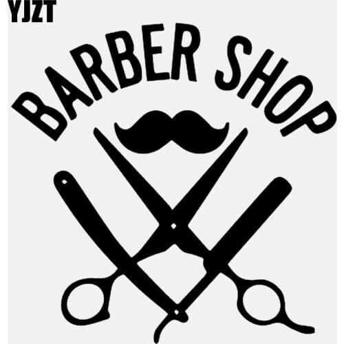 YJZT 13.4CM*13CM Funny Barber Shop Hairdresser Mustache Vinyl Black/Silver Car Sticker C22-0068