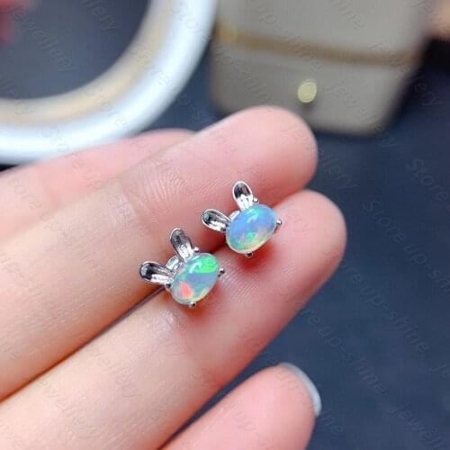 Natural Opal Earrings 925 Silver Womens Earrings Super Shiny Simple Atmosphere
