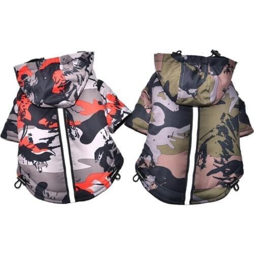 Winter Pet Dog Hoodie Coat French Bulldog Pet Warm Camouflage Jacket Waterproof Dog Clothing Outfit Vest For Large Dog