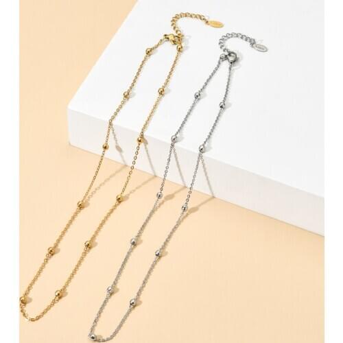 ZMZY Beads Stainless Steel Chains Necklace Fashion Minimalist Gold&Silver Color Choker Necklace for Women Girl colar collares