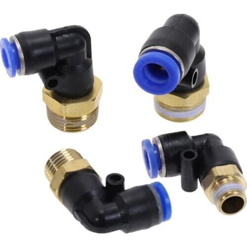 1Pc Pneumatic pipe joint quick and insert plastic thread bend pl8-02/4-m5/6-01/10-03
