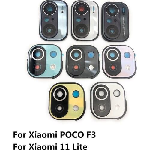 20Pcs/Lot，For Xiaomi Mi 11 Lite / Poco F3 / Mi 10 Lite Back Rear Camera Lens Glass Cover With Frame Holder With Ahesive