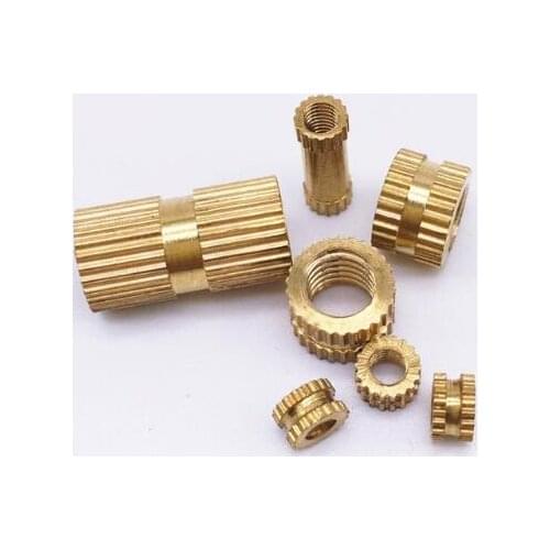 200 Pcs M4 Brass Insert Nuts Through Hole Thumb Brass Knurled Round Nut Injection Moulding