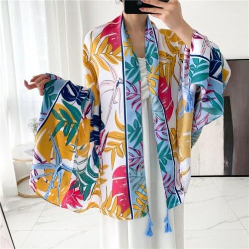 2021 Fashion Leaf Printed Pattern Cotton Voile Tassel Scarf 10pcs/lot