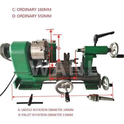 220V/350W Micro Instrument Lathe Milling Machine 3 Jaw 80 Chuck Metal Instrument Diy Home Bench Grinder Lathe Tool