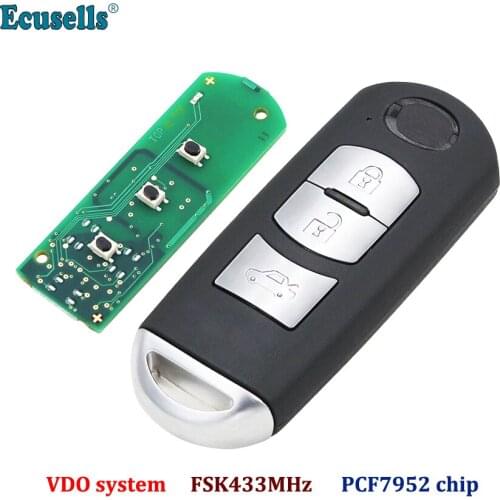 3 buttons FSK 433MHz smart remote key VDO system PCF7952 chip MAZ24R emergency key (trunk button)