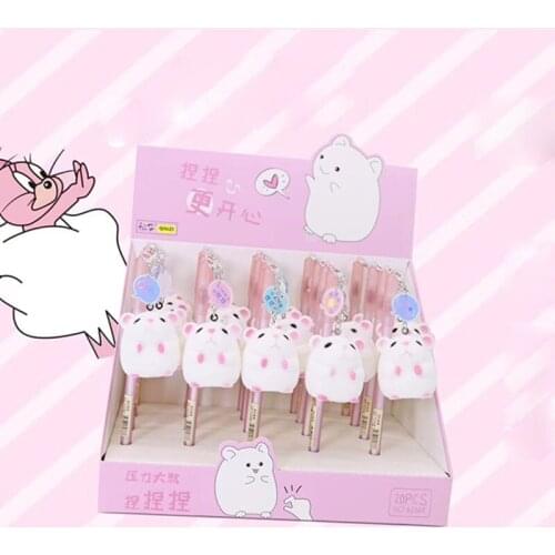 30 pcs/lot Creative Hamster Pendant Gel Pen Cute 0.5mm black ink Neutral Pen School writing Supplies Promotional Gift