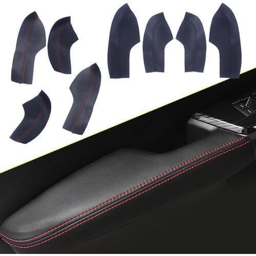 4pcs Inner Door panel Armrest Protective Sleeve Trim PU Leather Surface Shell Cover Fit for Honda Civic 10th 2016 2017 2018
