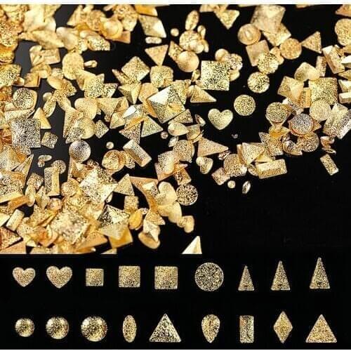 500PCS gold silver frosted metal nail art decorations studs charms manicure fake nails accessoires supplies tool