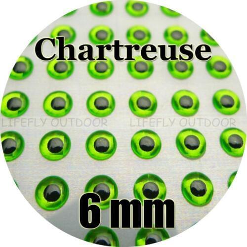 6mm 3D Chartreuse / Wholesale 700 Soft Molded 3D Holographic Fish Eyes, Oval Pupil, Fly Tying, Jig, Lure Making, Craft