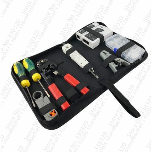 8pcs/set Professional RJ45 CAT5 CAT5e Portable PC LAN Network Tool Kit Utp Cable Tester Plier Crimp Crimper Plug Clamp