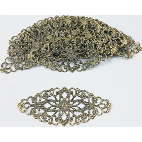 80mm 20pcs Wholesale Filigree round crafts Hollow Embellishments Findings,Jewelry Accessories,Bronze Tone ornaments