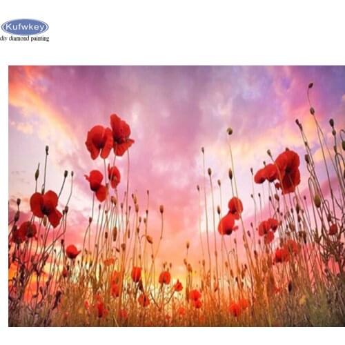 Poppies 5D Diamond Painting Red Flowers Diy Diamond Embroidery Full Square Round Drill Mosaic Cross Stitch Handmade Decor Gift