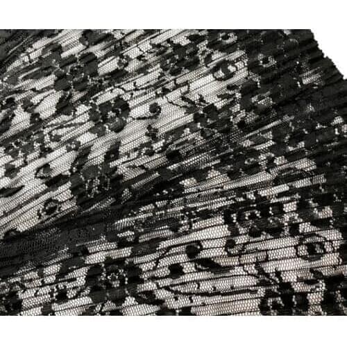 Openwork transparent lace dress pleated fabric