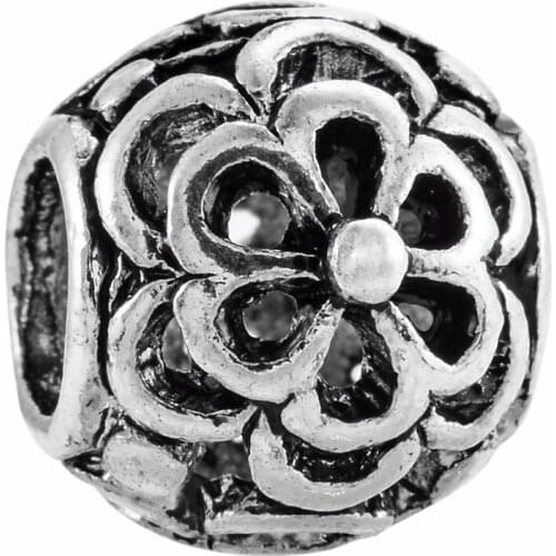 Flower Pattern Gift Hollow kralen Beads bead Jewelry Charm Bead Fit Womens Bracelets Hot Sale Lots