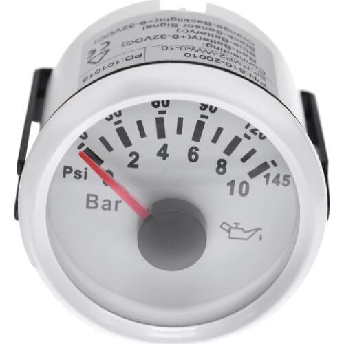 5 Bar / 10 Bar Car Boat Oil Pressure Gauge Fuel Pressure Meter M10*1 & NPT1/8 Sensor
