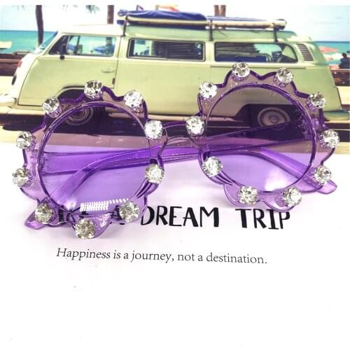 ZAOLIHU Purple Color Kids Sunglasses Cute Diamond Round Baby Eyewear UV400 Summer Shades Sun Glasses Gorgeous Children Eyeglass