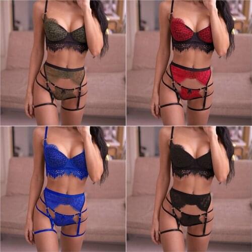 Dropshipping Women Sexy Lingerie Lace Lenceriaсекс Open Bra G-String Underwear чулки Nightwear Bra & Brief Lingerie Babydoll