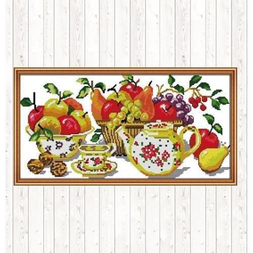 Fruits Wall Home Decor Patterns Kits 14CT 11CT Cross Stitch Kits Cotton Thread Embroidery Needlework Sets DIY Needlework Crafts