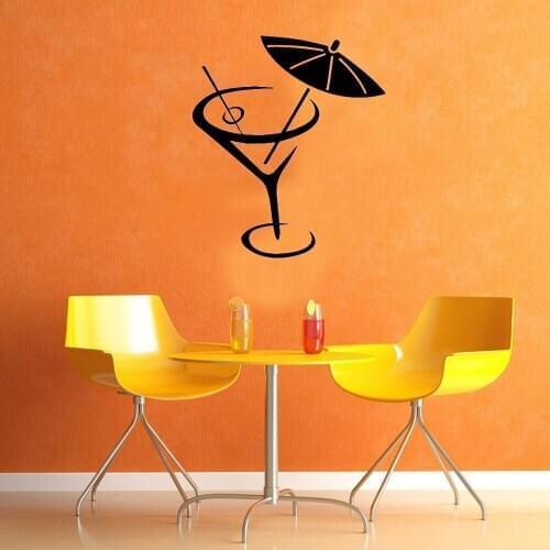 Martini Cocktail Umbrella Kitchen Cafe Wall Sticker Home Decor Removable Wall Decals Vinyl Art Murals Self-Adhesive Decoration