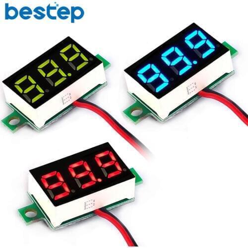 Mini 0.36 inch 2 Wires Digital Voltmeter Red/Yellow-Green/Blue LED Display DC 4-30V Voltage Meter