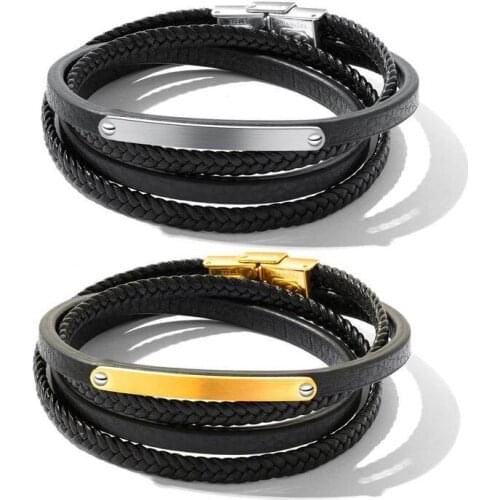 Retro Multi-Layer Hand-Made Braided Leather Bracelet for Men Boy Sporty Style Charm Gentleman Wrist Male Jewelry